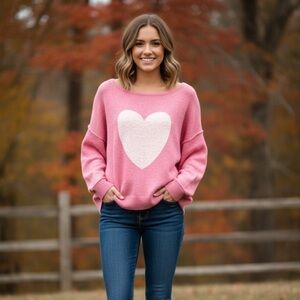 American Eagle Outfitters Pink Heart Sweater